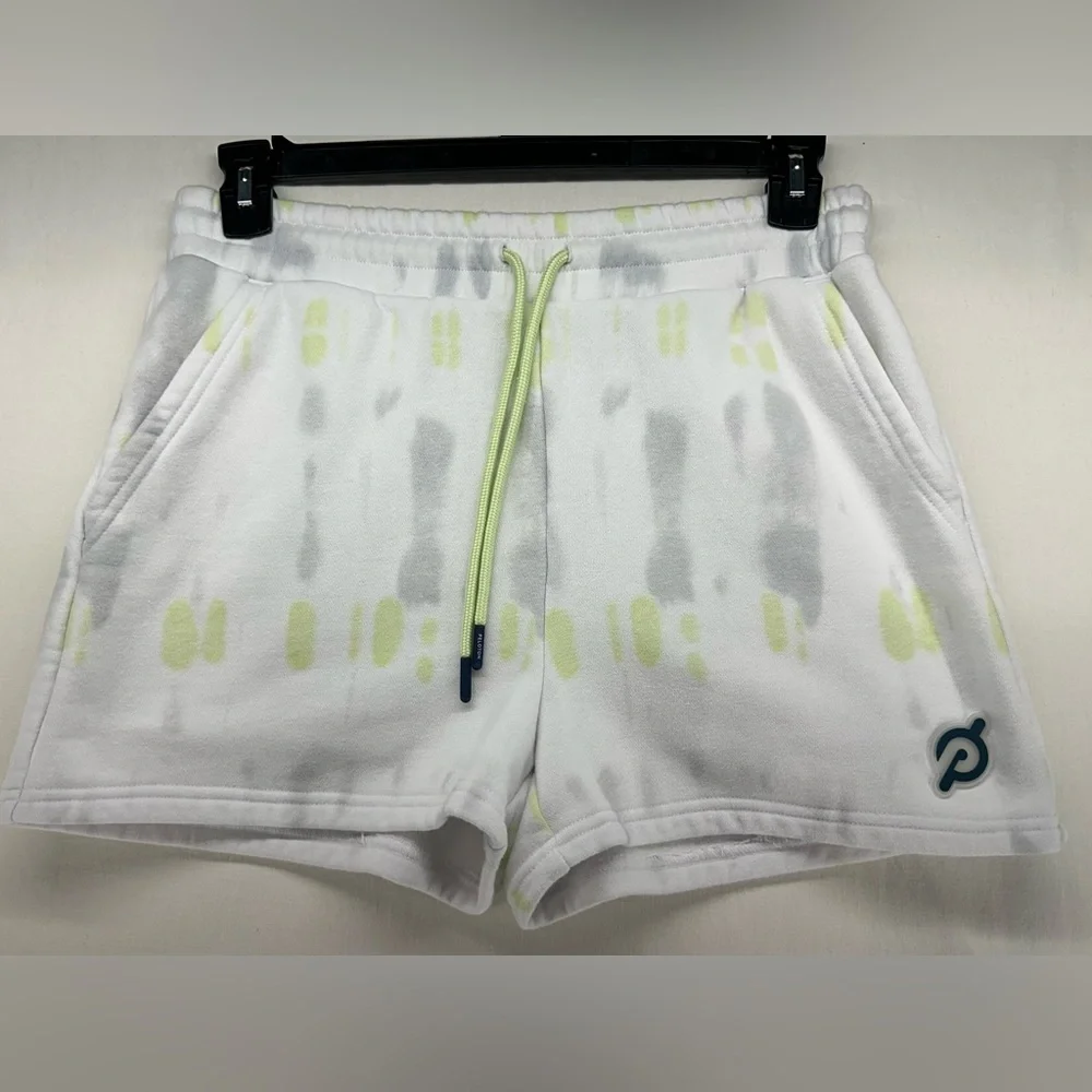 Peloton Chic‎ Tie-Dye Sweat Short White Green Grey Women's Size M